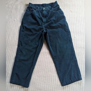 VTG Lands End Women's 10 Wide Wale Corduroy Pants ALTERED Cropped Teal USA Made